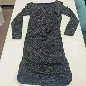 DKNYC animal print black and gray dress with tethered sides quality casual